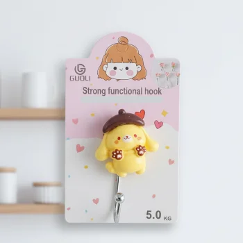 Cute Pompompurin-style wall hook for hanging items.